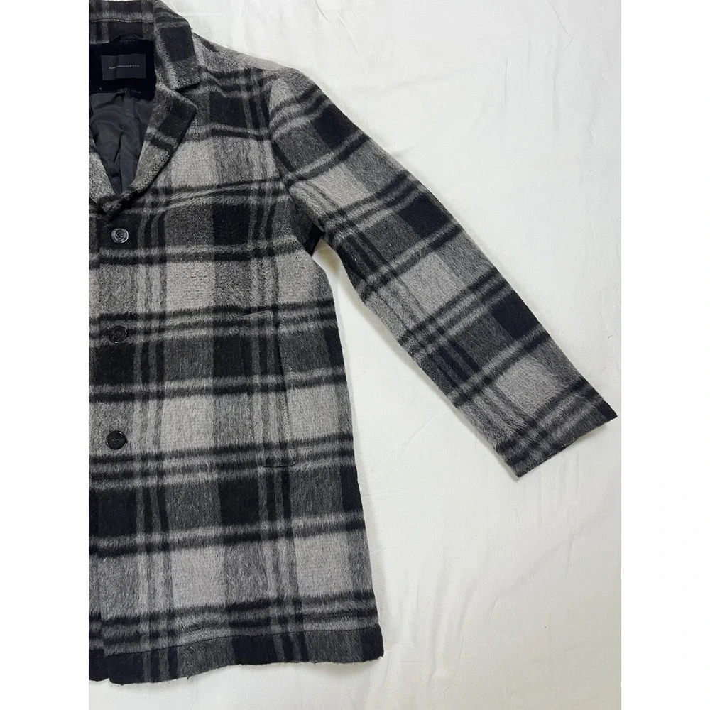 John Varvatos Carsen Coat Plaid Jacket‎ Wool Blend | Black Gray | Size Large
